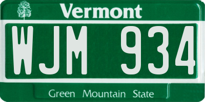 VT license plate WJM934