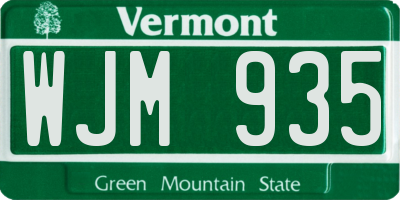 VT license plate WJM935