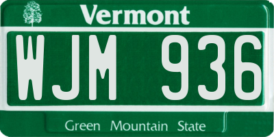 VT license plate WJM936