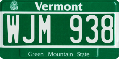 VT license plate WJM938