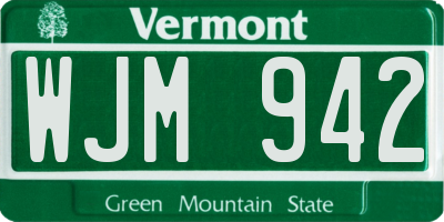 VT license plate WJM942