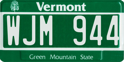 VT license plate WJM944