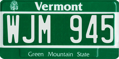 VT license plate WJM945