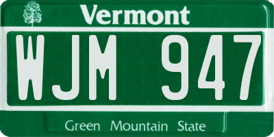 VT license plate WJM947