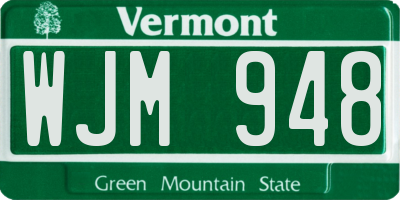 VT license plate WJM948