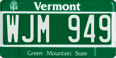 VT license plate WJM949