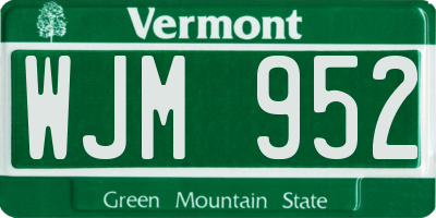 VT license plate WJM952