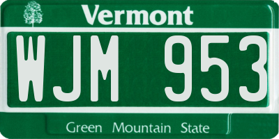 VT license plate WJM953