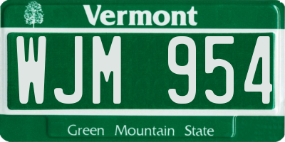 VT license plate WJM954