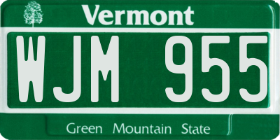 VT license plate WJM955