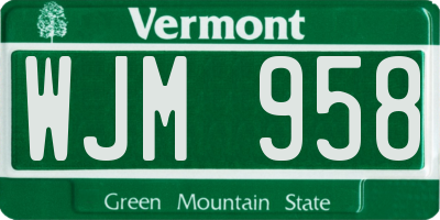 VT license plate WJM958