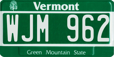 VT license plate WJM962