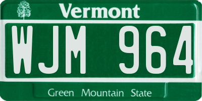 VT license plate WJM964