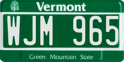 VT license plate WJM965