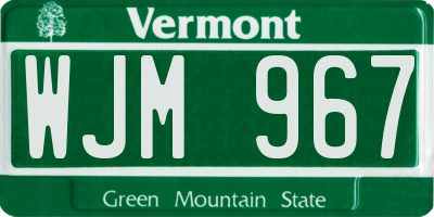 VT license plate WJM967