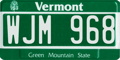 VT license plate WJM968