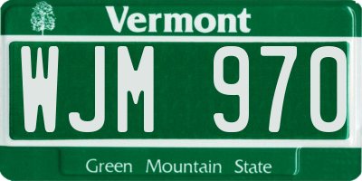 VT license plate WJM970