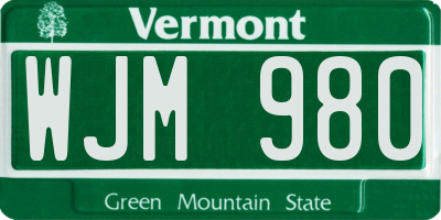 VT license plate WJM980