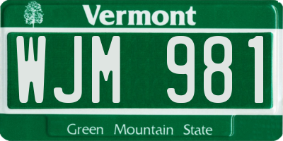 VT license plate WJM981