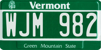 VT license plate WJM982