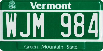 VT license plate WJM984