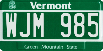 VT license plate WJM985