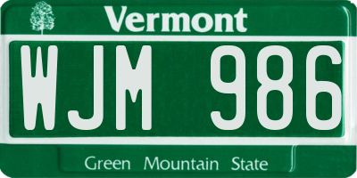 VT license plate WJM986