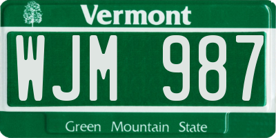 VT license plate WJM987