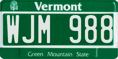 VT license plate WJM988