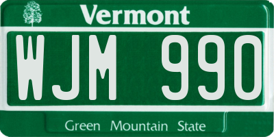 VT license plate WJM990