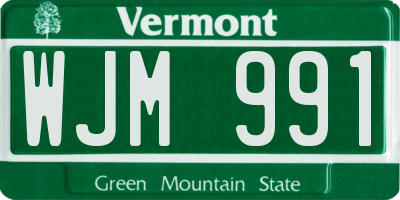 VT license plate WJM991