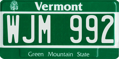 VT license plate WJM992