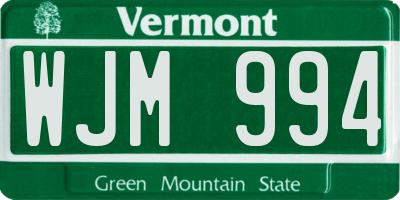 VT license plate WJM994