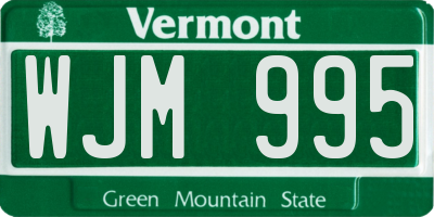 VT license plate WJM995