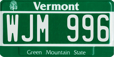 VT license plate WJM996