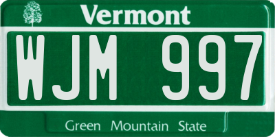 VT license plate WJM997