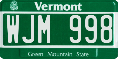 VT license plate WJM998
