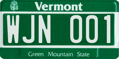 VT license plate WJN001