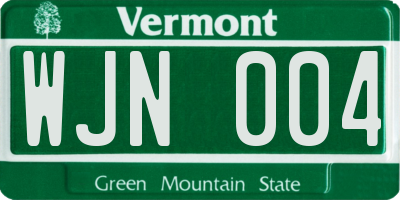 VT license plate WJN004