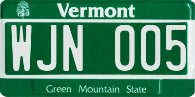 VT license plate WJN005