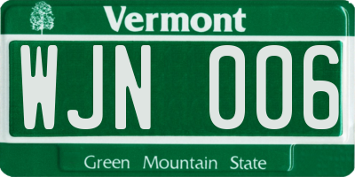 VT license plate WJN006