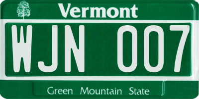 VT license plate WJN007