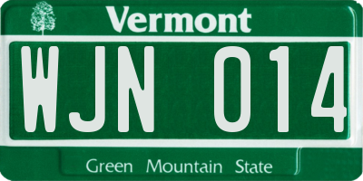 VT license plate WJN014