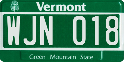 VT license plate WJN018