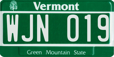 VT license plate WJN019