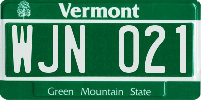 VT license plate WJN021