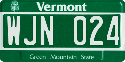 VT license plate WJN024