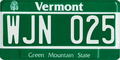 VT license plate WJN025