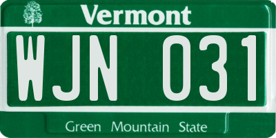 VT license plate WJN031