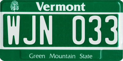 VT license plate WJN033